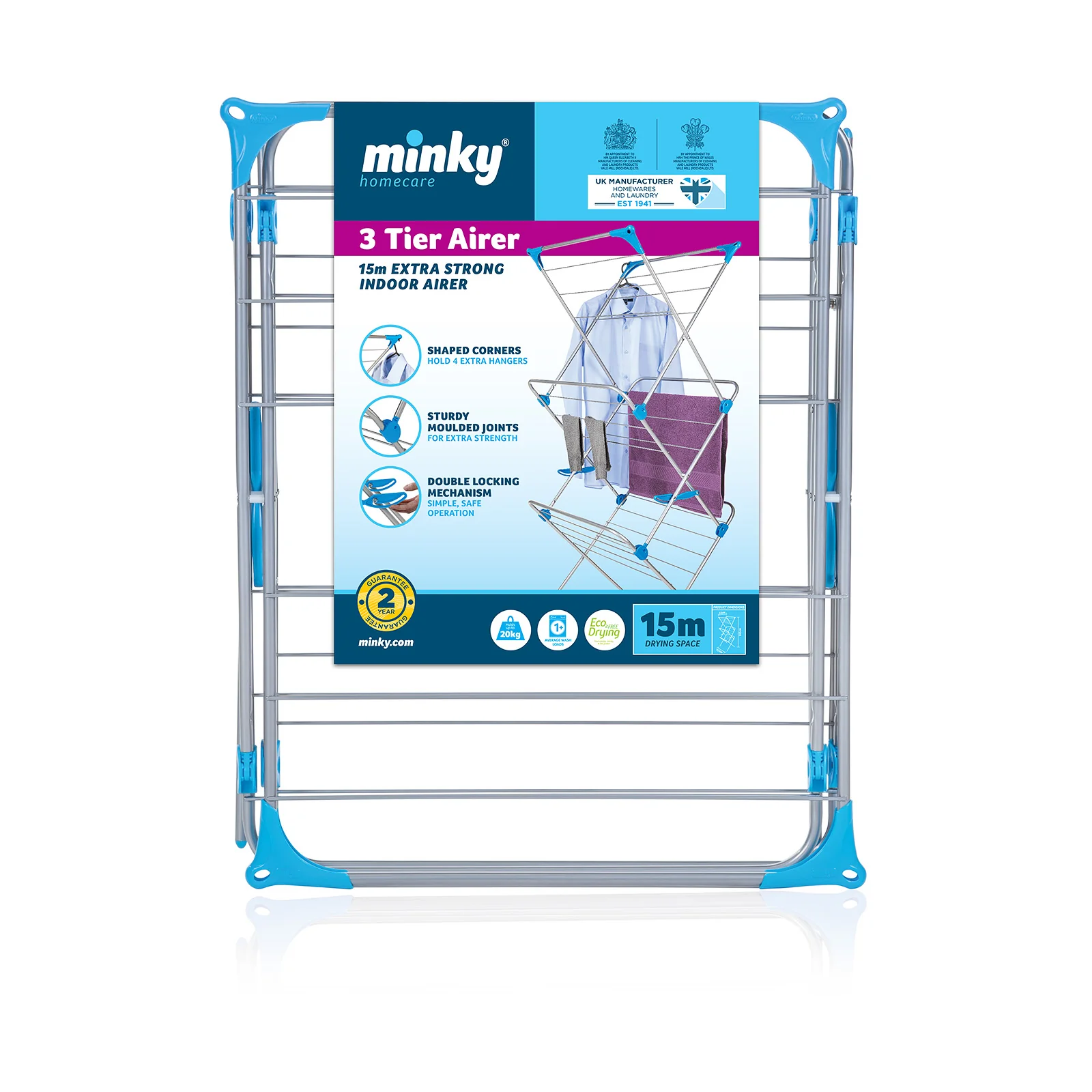 Minky 3 Tier Clothes Airer - Silver - Image 2