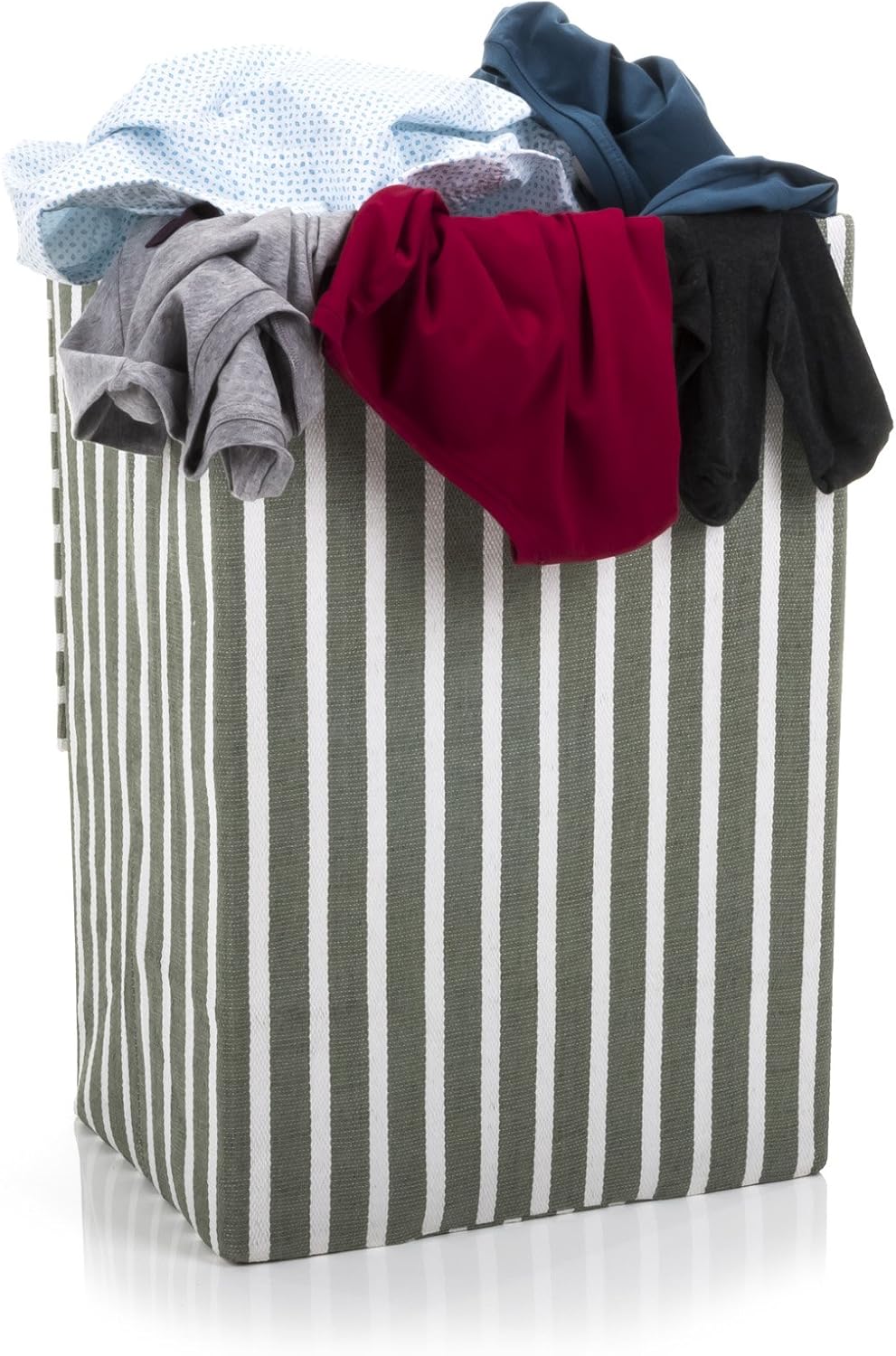 Minky 72L Laundry Hamper Basket | Green Stripe | 40x30x60cm - Image 3