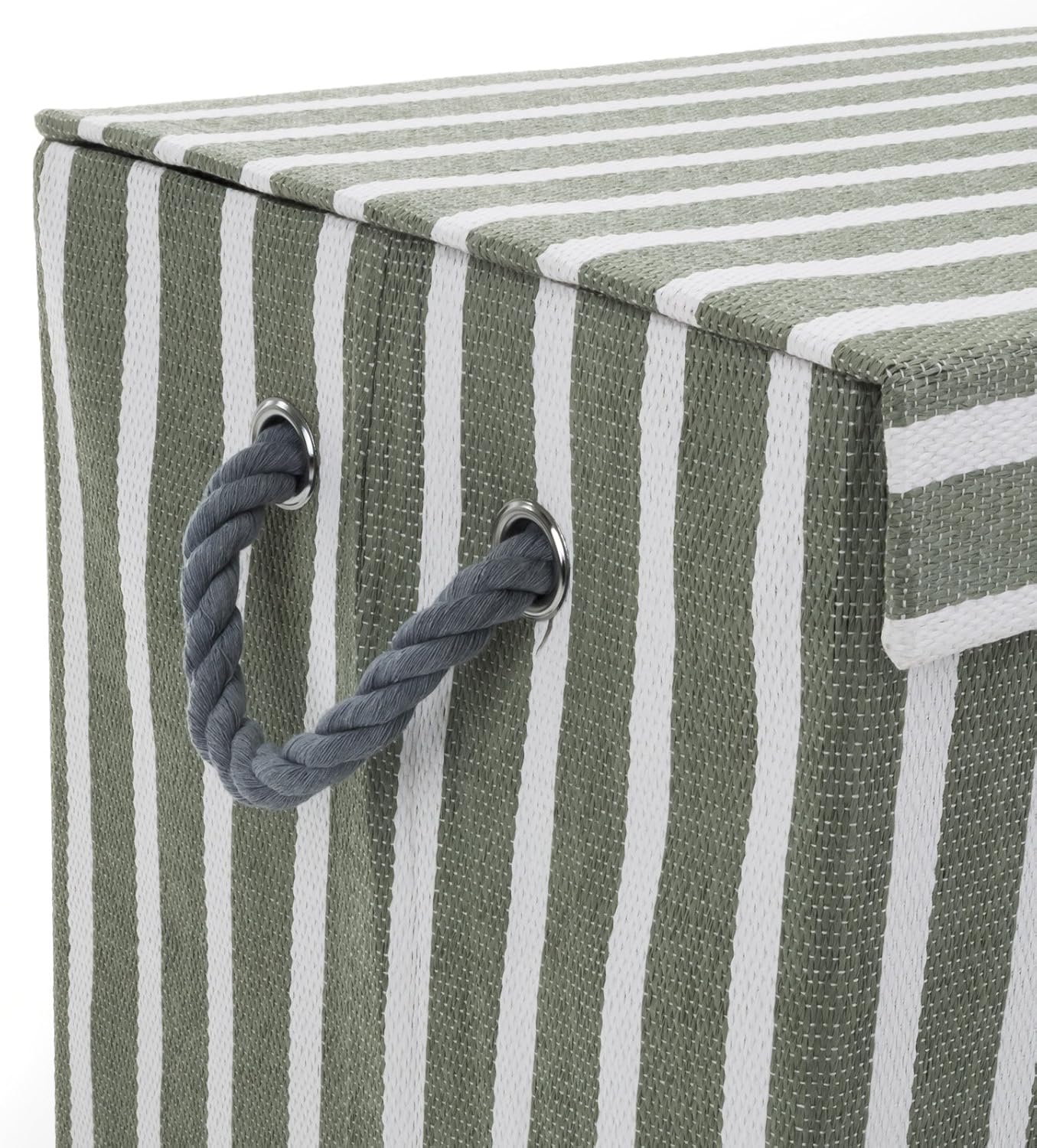 Minky 72L Laundry Hamper Basket | Green Stripe | 40x30x60cm - Image 4