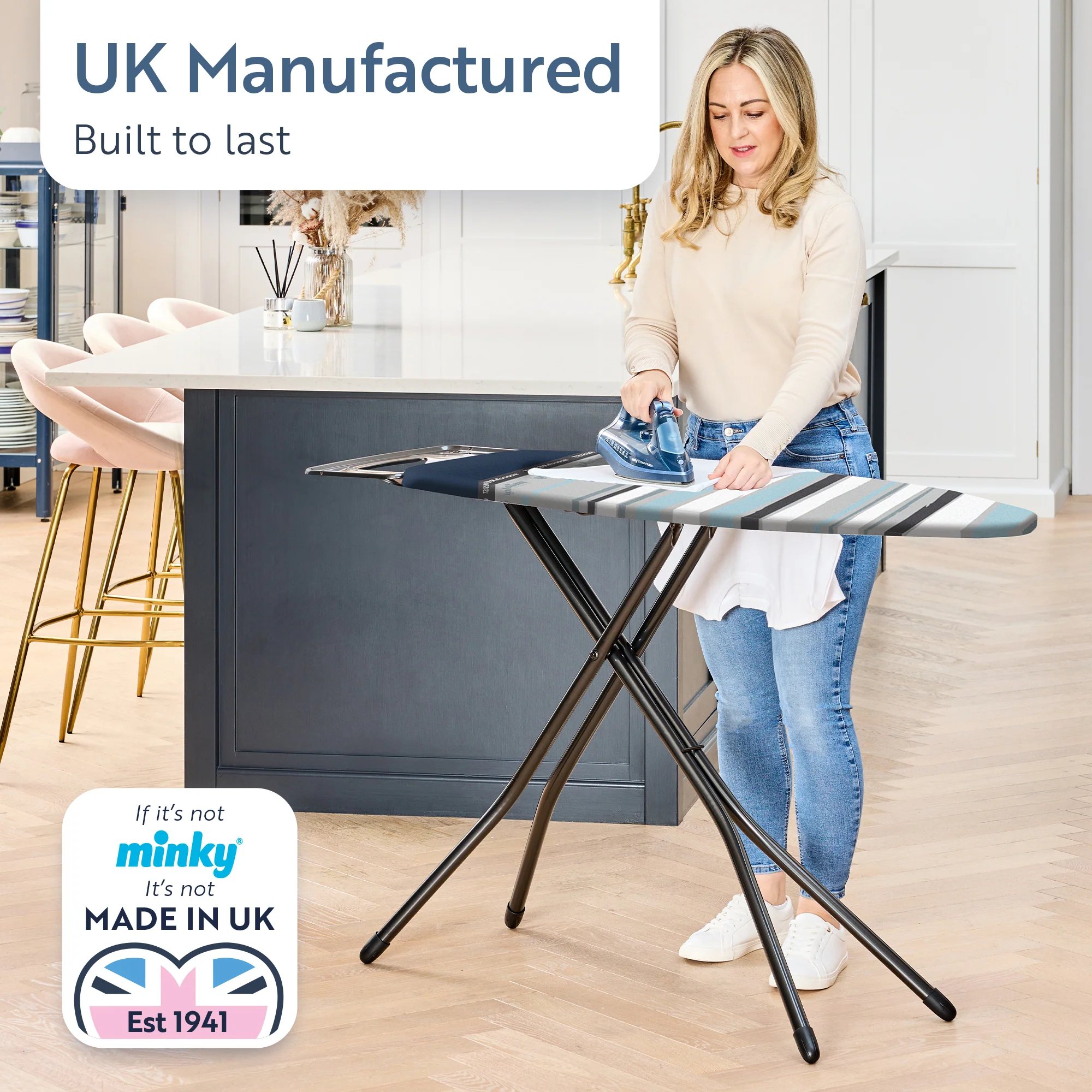 Minky Ironing Board - Aerial Plus 122 x 43cm, Ironing Board Cover Included - Image 3