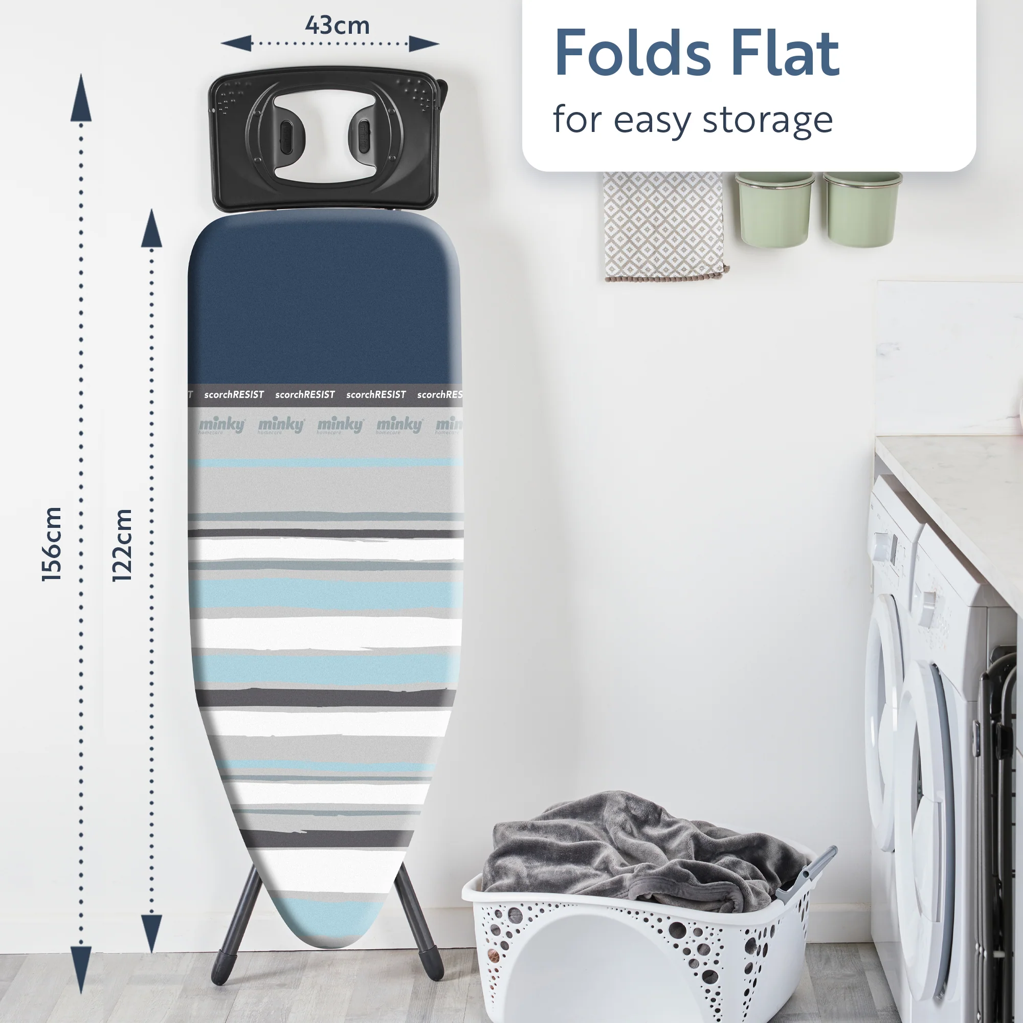 Minky Ironing Board - Aerial Plus 122 x 43cm, Ironing Board Cover Included - Image 6