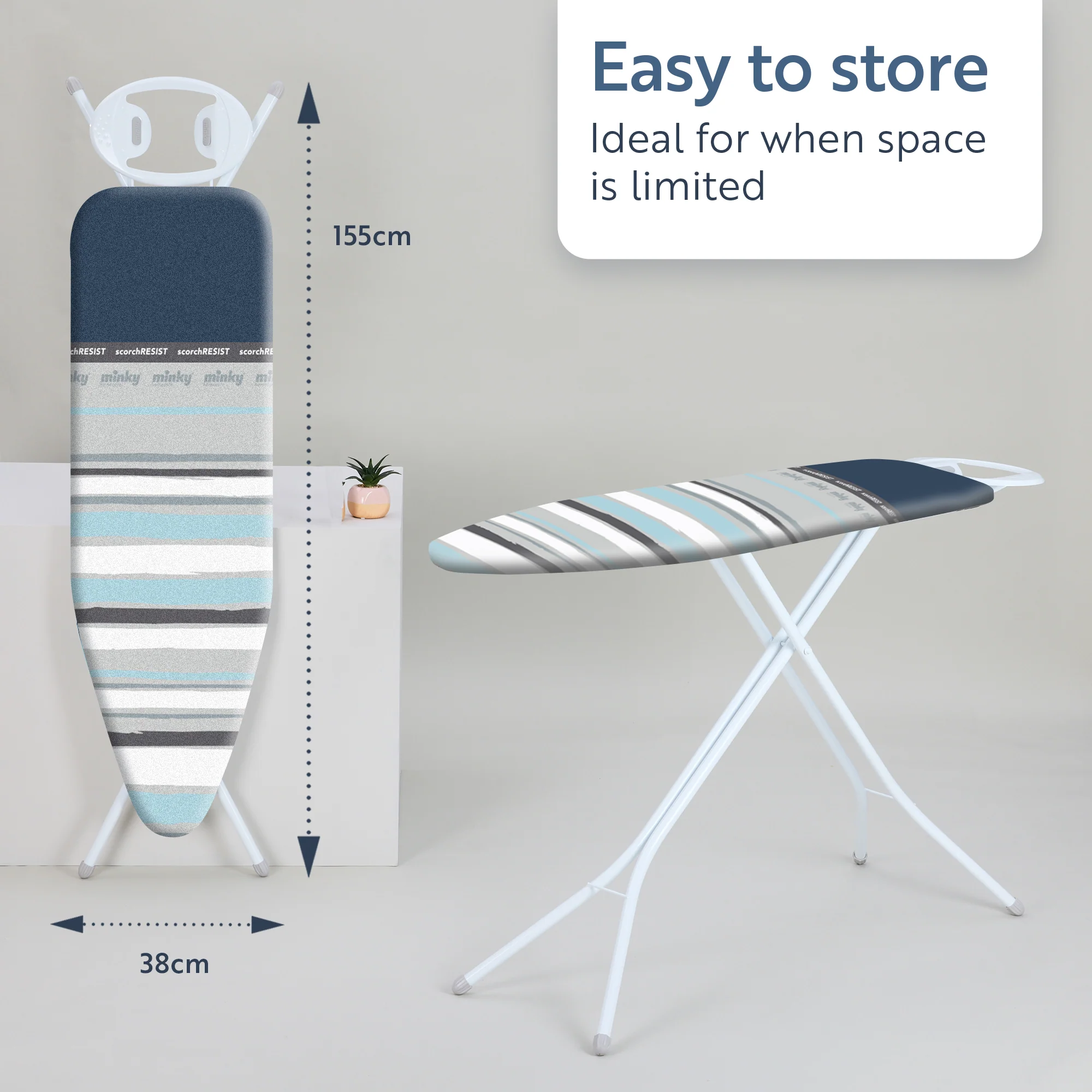 Minky Ironing Board - Premium Board 122 x 38cm, Ironing Board Cover Included - Image 9