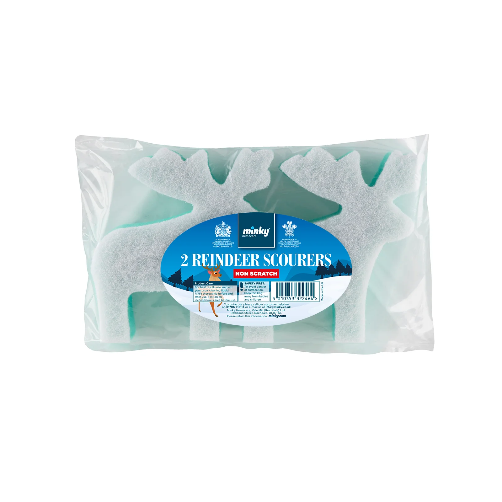 Minky Non-Scratch Reindeer Christmas Scourers | 2 Pack - Image 3