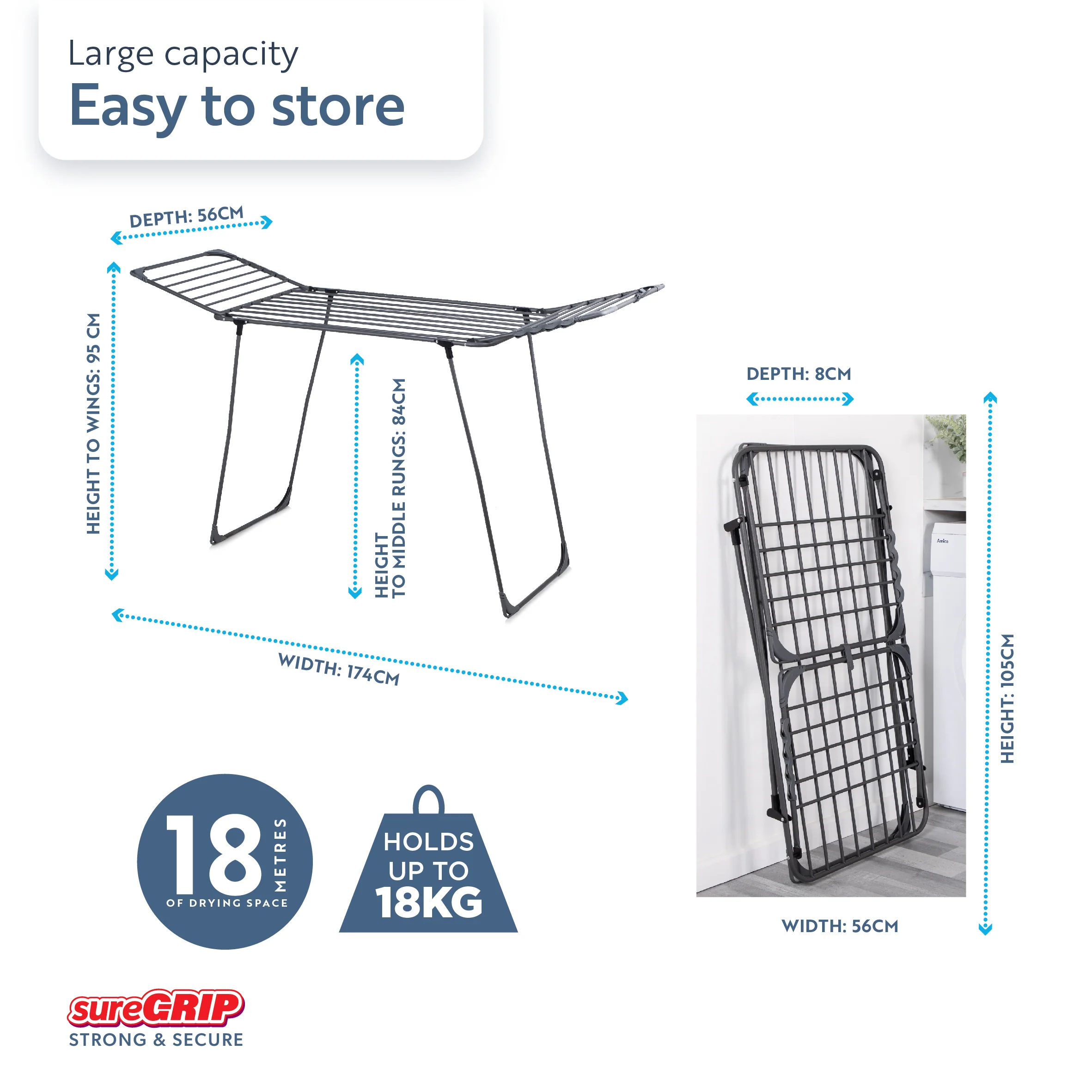 Minky Premium sureGRIP® 18m Balcony Airer - Image 3