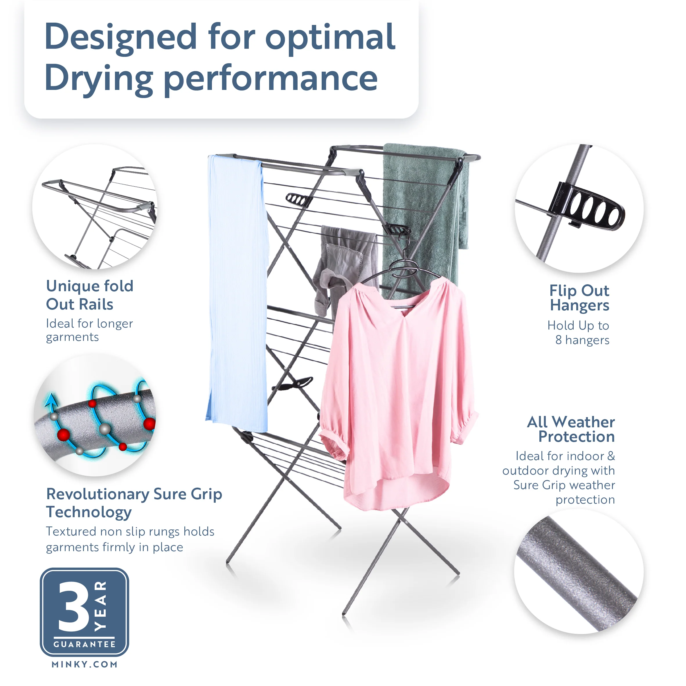 Minky Premium sureGRIP® Long Dry Airer - Image 2