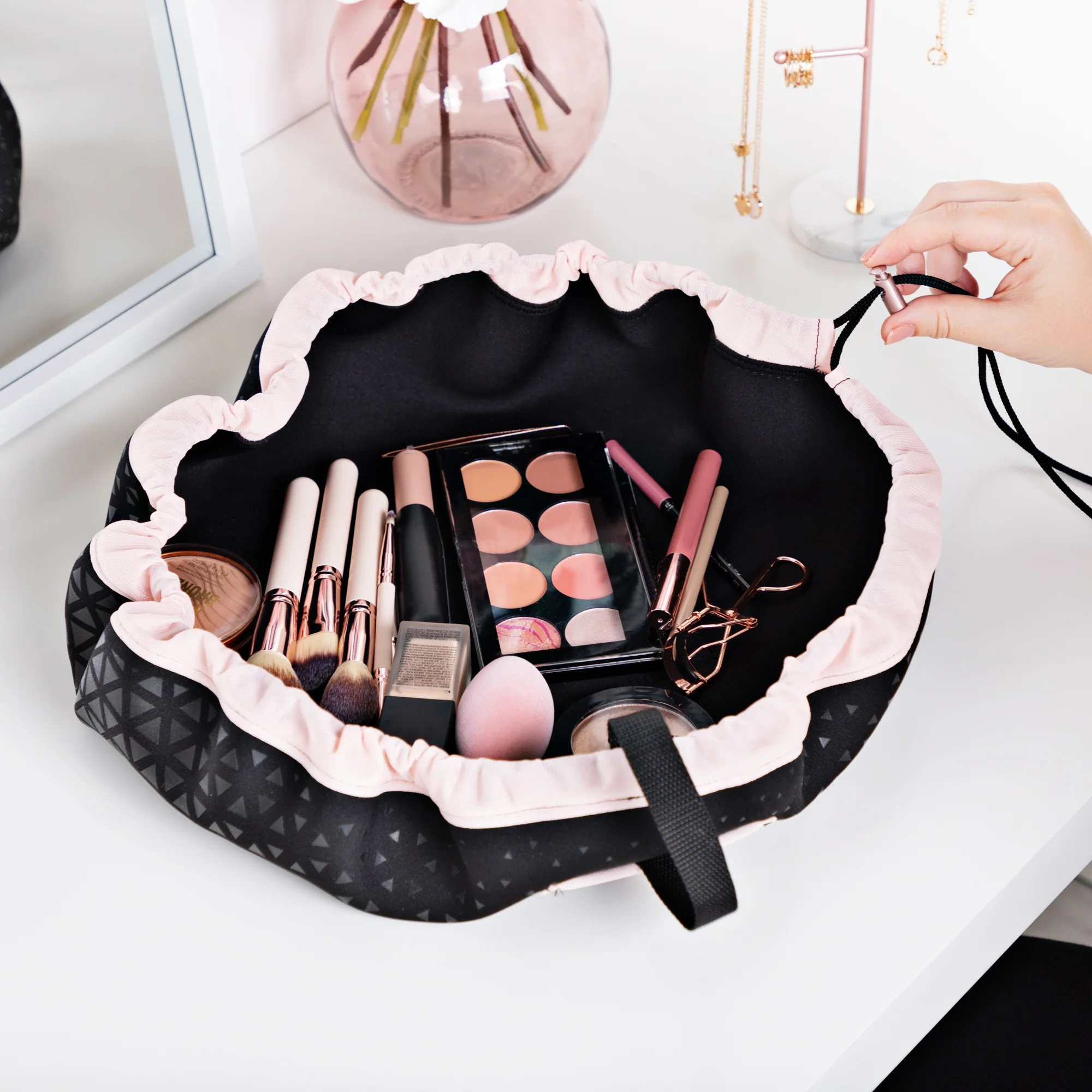 Minky Scrunchie Bag, Drawstring Makeup Bag - Image 3